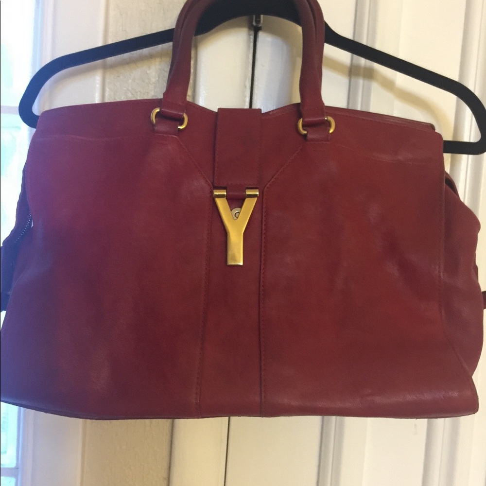 YSL Red Cabas Y Chyc Leather
